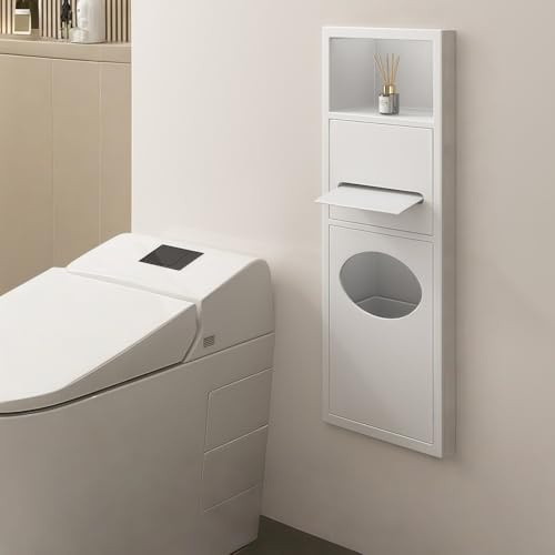 Nichos De Baño De Acero Inoxidable, Nichos De Inodoro, Estantes De Baño Empotrados, Hueco De Acero Inoxidable, Soporte De Papel Higiénico De Acero Inoxidable 304, Para Baño White,63 * 20 * 13.5