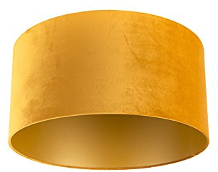 QAZQA Baumwolle Velours Lampenschirm gelb 50I50I25 mit Gold I Messingener Innenseite,