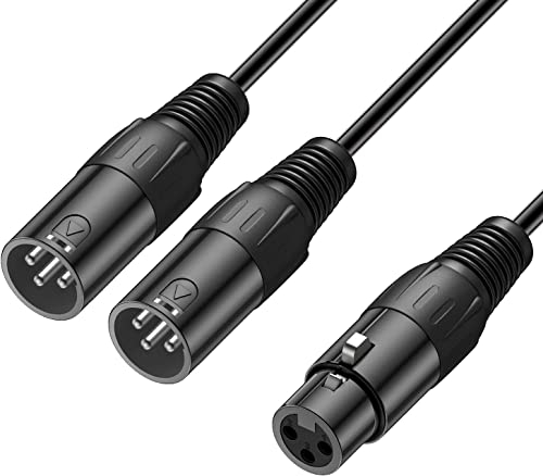 J&D Cavo splitter XLR, 3 Pin XLR 2 Maschio a 1 Femmina Y Spinotto Balanced Adattatore Cavo di Microfono per Record Mixer AMP Limiter Speaker, 0,48m