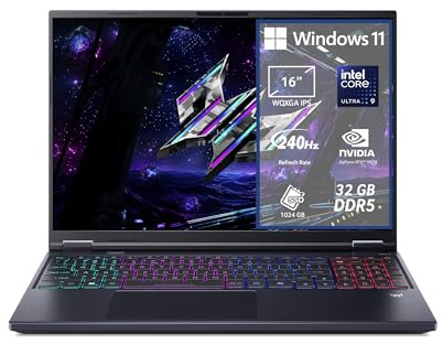 acer Predator Helios Neo 16 AI PHN16-73-91XB Notebook Gaming, NVIDIA GeForce RTX 5070 8 GB GDDR7, Intel Core Ultra 9 275HX, RAM 32 GB DDR5, 1 TB SSD, Display 16 WQXGA 240 Hz DDS, Windows 11 Home