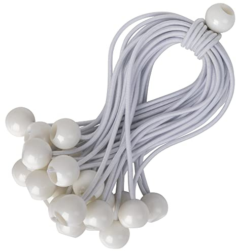 PRETEX Spanngummi mit Kugel - Set von 25 Stück x 23cm Gummispanner - Hochbelastbare Spanngummis Perfekt als Planenspanner oder Zeltspanner - Zeltgummi Expanderschlingen Weiß