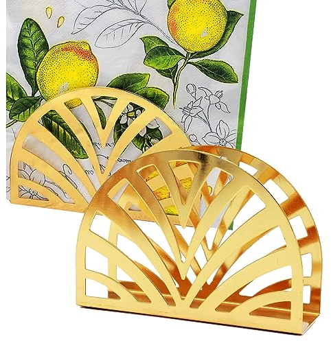 Porte Serviettes en Papier, Forme ronde en Acier Inoxydable, pour Comptoirs de Cuisine, Tables à Manger, 2 Pièces, Or