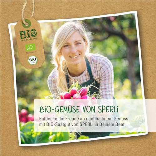 Sperli BIO Fleisch-Tomatensamen 83479 - Geschmacksintensive Tomaten für Salate, Suppen & Soßen, mittelfrühe, schnittfeste Fleischtomaten, samenfest, Orangerote Früchte bis 500g