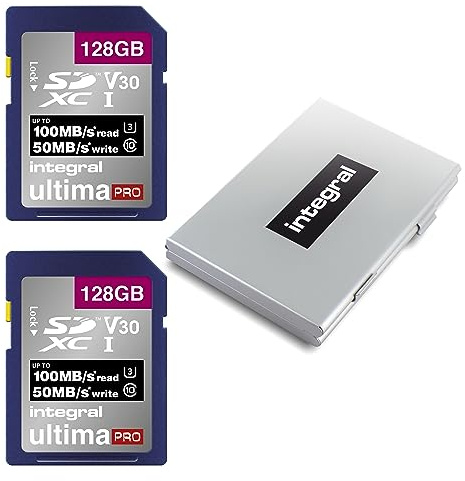 Integrerat 128 GB SD-kort 2-pack 4K Ultra-HD-video premium höghastighetsminneskort SDXC upp till 100 MB/s SDXC V50 UHS-I U3 klass 10 SD-minneskort