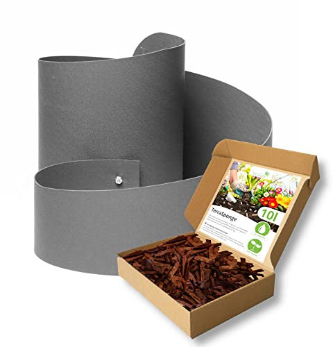 TerraGala Spirale à herbes | 80 cm x Ø 80 cm | Gris | Escargot à herbes | Spirale à plantes en plastique | Design moderne | Kit avec support non tissé | Avec 10 litres de non-tissé de stockage d'eau