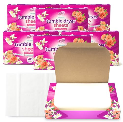 SOL 280hp tumble dryer sheets, scented floral linen, fabric softener and fragrance enhancer, wrinkle free laundry and dry cleaning freshener, anti-static, long-lasting fragrance for clothes