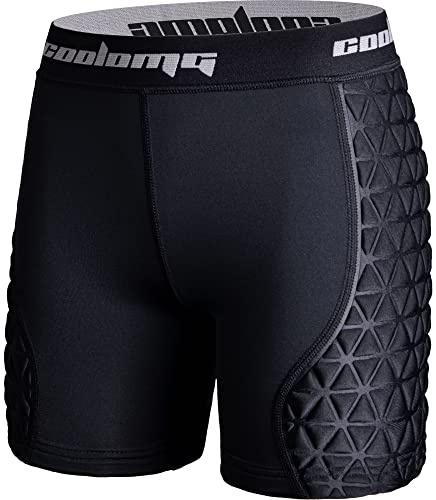 COOLOMG Girls Youth Sliding Shorts Softball Padded Compression Slider Shorts for Baseball Football Lacrosse Cricket Black L