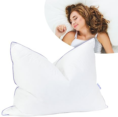 QUQON© 80x80cm Kissen - Daunenkissen Nordic - Dreikammerkissen - Kopfkissen mit Daunen & Federn für erholsamen Schlaf - Allergikerfreundlich & Natur pur - Made in Germany