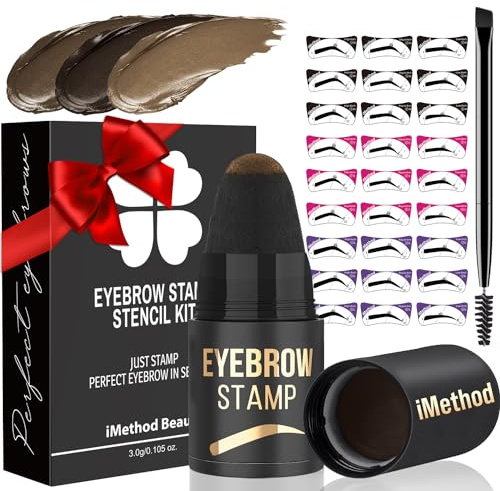 iMethod Eyebrow Stamp and Stencil Kit, Eyebrow Stamp and Shaping Kit for Perfect Brow, 27 Eyebrow Stamp Stencils Kit, Durable, Waterproof, Easy to Use, Black Brown