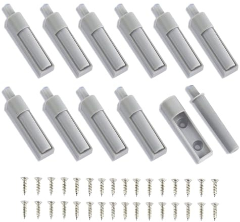 Push to Open - Apriporta, 16 pezzi Softclose, ammortizzatore per porta dell'armadio, ammortizzatore per porte di mobili, chiusura a pressione (grigio)