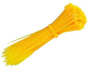 bridas de poliamida 3,6 x 200 mm (40 unidades) en color amarillo, ideales para organizar cables y fijar objetos.