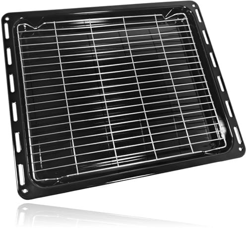 SPARES2GO Universal Oven Grill Tray Shelf Pan Base and Grid Rack (45.5cm x 37cm) - Fits 46cm