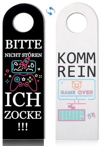 KATIMI Bitte Nicht stören, ich zocke oder komm rein, Coole Sachen für Jungs, Gamer Geschenk, Türanhänger aus Filz, Zocker Geschenk, Gamer Zimmer Deko, Teenager Jungen Geschenk (Schwarz & Weiß)