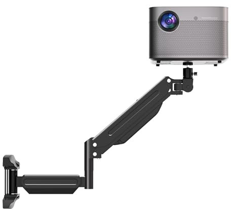 suptek Projector Wall Mount, Foldable Gas Spring Arm, Adjustable Projector Wall Bracket Rotation 360°, Tilt 90°Down, Swivel 180° Arm With 1/4 Thread, WM18YTLB