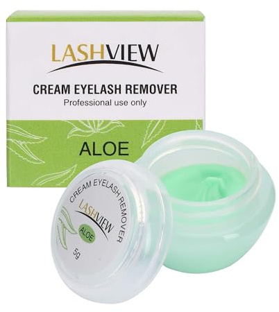 LASHVIEW Eyelash Extension Remover Cream, Light Aloe Flavor Eyelash Adhesive Remover, Professional Eyelash Extensions Remover for Salon,5g