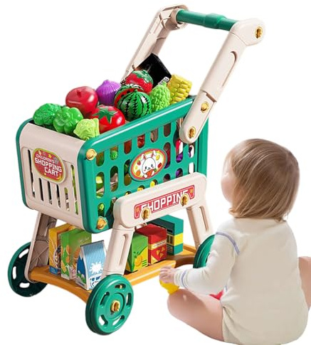 Carrito de la compra para niños – 26 x 51 cm ABS | Juego de supermercado | educativo | de rol – Para niños, niñas, casa, vacaciones, Navidad, cumpleaños,