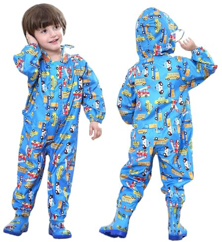 JiAmy Kids Waterproof Suit with Cute Patterns for 3-5 Years