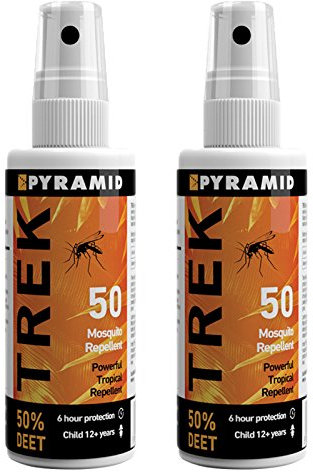 Pyramid Trek 50. Maximum Strength DEET Insect/Mosquito Repellent DEET Spray (60ml, 2 Bottles)