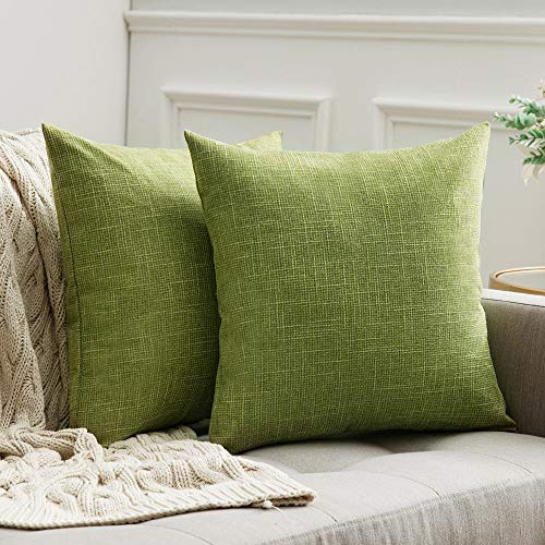 MIULEE Kissenbezüge Kissenhülle Dekokissen Leinen-Optik Dekorative Kissenbezug Sofakissen Couchkissen Deko Kreuz mit Verstecktem Reißverschluss für Sofa Schlafzimmer 2er Set 50x50 cm Grün
