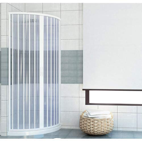 HDcasa Box Doccia Semicircolare a Soffietto Modello Roxana, Apertura Centrale Reversibile, Cabina Doccia Salvaspazio in PVC Made in Italy 90x90 cm