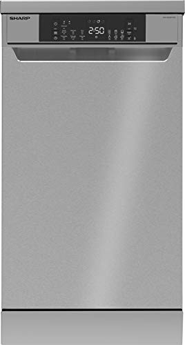 Sharp QW-NS22F47EI-DE Lave-vaisselle autonome, 45 cm/E, 10 couverts, avec tiroir à couverts, 7 programmes de 30 min, programme court, acier inoxydable