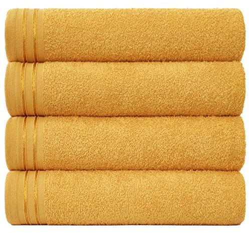 GC GAVENO CAVAILIA 500 GSM Extra Large Bath Sheets Set of 4, Ochre