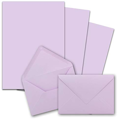 25x Briefpapier-Sets DIN A5 mit C6 Briefumschlägen - Lila - Nassklebung - mattes Schreibpapier mit Kuverts - FarbenFroh by GUSTAV NEUSER