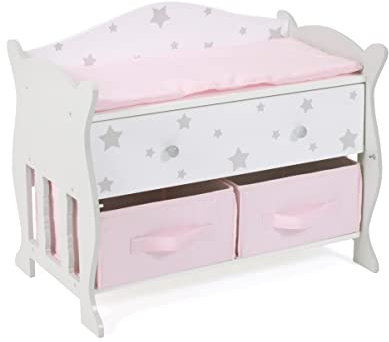 Bayer Chic 2000 506 95 Table à Langer pour poupée avec 3 Compartiments de Rangement, 3 Ans à 8 Ans, étoiles Grises