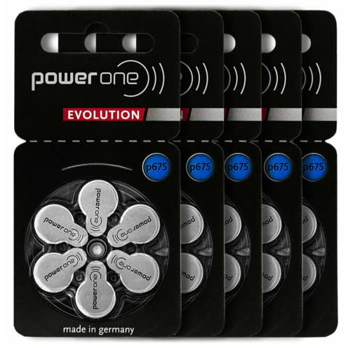 Power One Evolution Size 675 Hearing Aid Batteries - 1.45V Zinc Air with Improved Battery Life (30 Batteries)