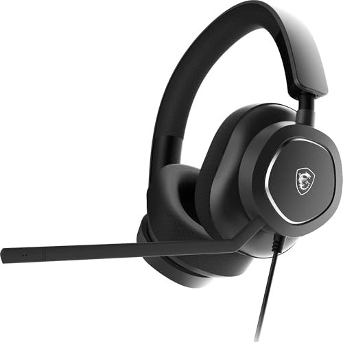 MSI Maestro 300 Gaming-Headset – 40-mm-Neodym-Treiber, unidirektionales (Nieren-) Mikrofon, Ohrpolster aus hochdichtem Schaumstoff, leichtes und drehbares Design, USB-C, USB-C-zu-A-Adapter