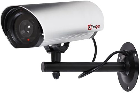 Properav Dummy CCTV Camera Outdoor, Fake Security Camera Aluminium with Flashing Light