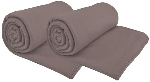 DILUMA Fleecedecke 130x170 cm 2er Set Taupe - Sofadecke mit Anti-Pilling & Kettlerand - Stoffqualität ca. 400G - Pflegeleichte und Samtweiche Couchdecke - OEKO-TEX100