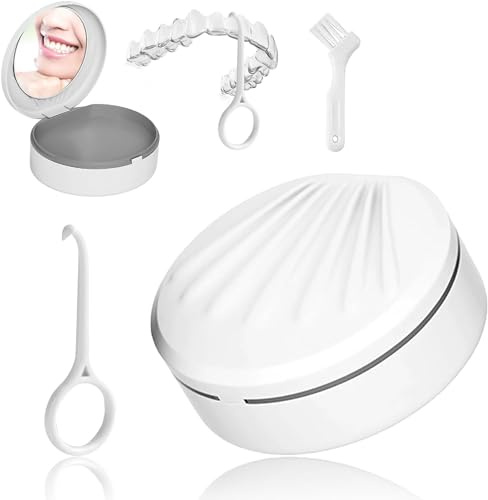 Retainer Case Box Container with Mirror, Denture Box Mouth Guard Case Teeth Mouth Tray for Denture, Sport Mouth Guard, Brace, Splint