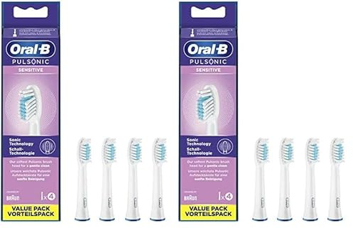 Oral-B Pulsonic Sensitive Aufsteckbürsten für Schallzahnbürsten, 4 Stück, Zahnbürstenaufsatz für Oral-B Schallzahnbürste (Packung mit 2)