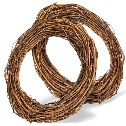 2PCS 30cm Natural Vine Wreath - Grapevine Branch Rattan for Christmas, Halloween, Easter DIY, Front Door, Wall Hanging, Table and Wedding Decor