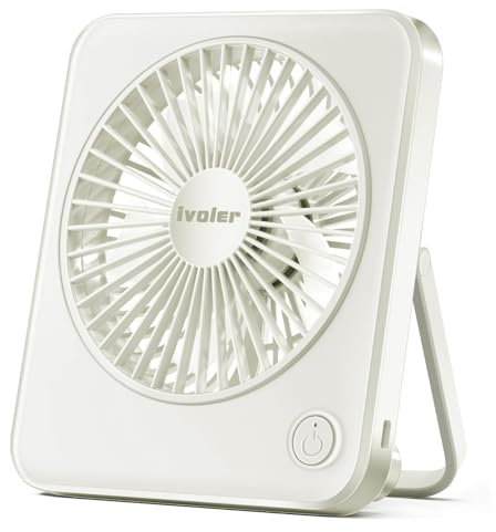 ivoler Mini Ventilateur USB Fan, Ventilateur Réglable à 3 Vitesses, Silencieux Ventilateur de Bureau/Table pour Table PC, Maison, Bureau, Camping, Voyage - Blanc