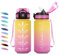 Borraccia Bambina 500ml, a Prova di Perdite, Bottiglia Motivazionale con Cannuccia, Bottiglia Acqua Sportiva con Indicatore del Tempo, Borraccia per Bambini, Campeggio, Scuola, Ufficio, Lavoro