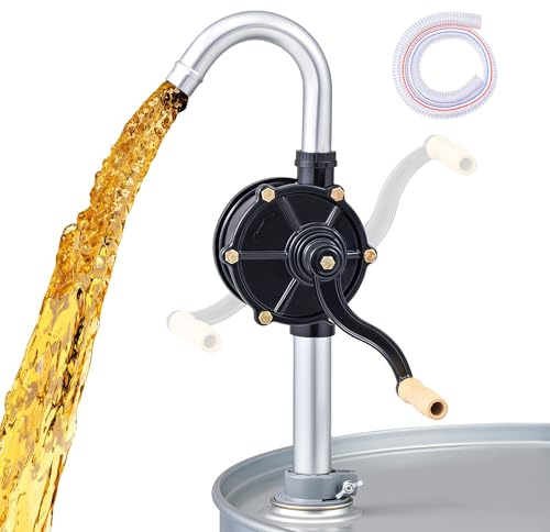 Orion Motor Tech Bomba Manual de Combustible para Bidón de 60L a 200L, Bomba de Trasvase Gasoil en Aluminio con Manguera de 1m, Bomba de Aceite Manual para Diésel y Queroseno con Maletín