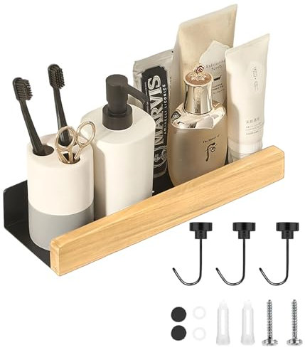 AMONENZ 30cm Etagere sans Percer, Etagères Murales, Horizontaux Etagere Cuisine Murale, avec Trous de Drainage, pour Bureau, Salle de Bain et Chambre à Coucher