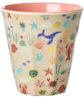 Rice mittelgroße Melamin Becher Kinderbecher - coral - Ocean Print