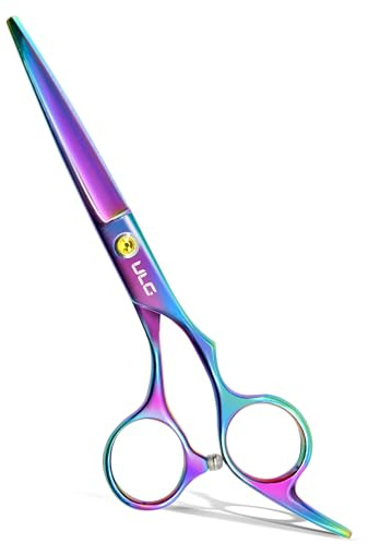 ULG Hair Cutting Scissors, Professional Hair Scissors 16.5 cm Right-Hand Razor Edge Barber Shears Salon Hair Cutting Shears Made of Japanese Stainless Steel, Hand Sharpened Rainbow