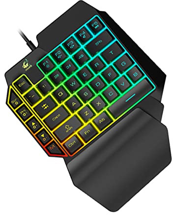 DIYEAH Left-hand Mechanical Gaming Keyboard Rgb Backlit Single-hand Control Keypad for Laptop Computer Use Wired Mixed Backlit Keyboard for Home Gaming