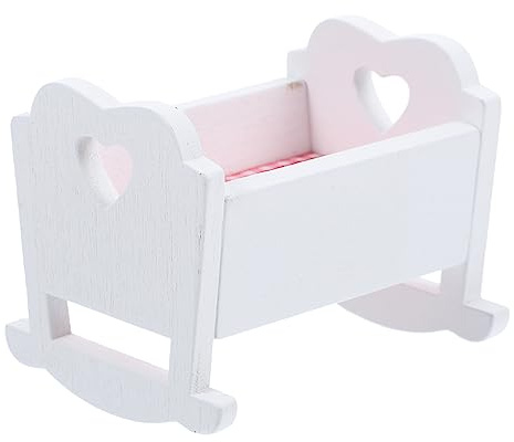 TOYANDONA Lit en Bois Miniature pour Maison De Poupée Berceau Miniature pour Chambre Bébé Accessoire Mini-Maison Décoration De Collection 6.60X5.10X5.20Cm