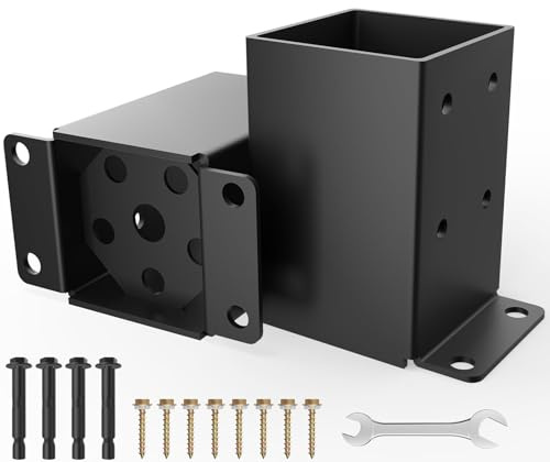 Base de poste de 4 x 4, base de anclaje de poste resistente, tamaño interior de 3.5 x 3.5 pulgadas, soportes de poste de valla de acero sólido de calibre 13 para pabellón, porche, barandilla pérgola