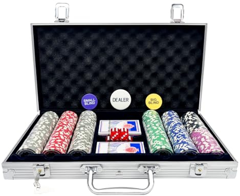 Xapigo Poker Chips with Numbers,300Pcs Poker Chips Set with Aluminum Travel Case,11.5 Gram Casino Poker Set for Texas Holdem, Blackjack