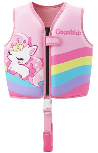 Gogokids Giubbotto di salvataggio per bambini, 15-30 kg, certificato EN 13138-1, gilet in neoprene ultra morbido con cintura regolabile per nuoto, sport acquatici, piscina e spiaggia