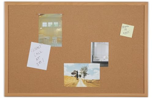 Staples Cork Bulletin Board, 3 x 2 Feet, Oak Frame, Vertical or Horizontal Mount, Self-Healing Surface
