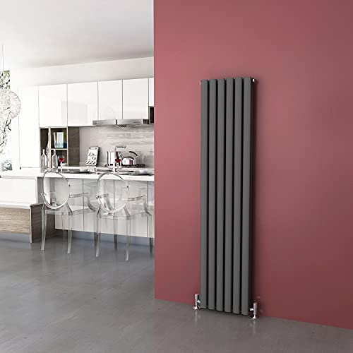 ELEGANT 1600 x 360 mm Vertical Column Designer Radiator Anthracite Oval Double Panel Radiator Heater