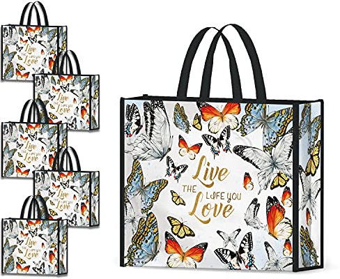 NymphFable 5 Pcs Tote Bag Reutilisable Sac Courses Cabas De Courses Lavables Grand Sac Caddie