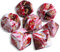 QMAY DND Dice Polyedrisches Würfel Set - 7 Stück für Dungeon und Dragons MTG RPG D&D D20, D12, D10, D%, D8, D6, D4 (Rot gemischt Weiß)